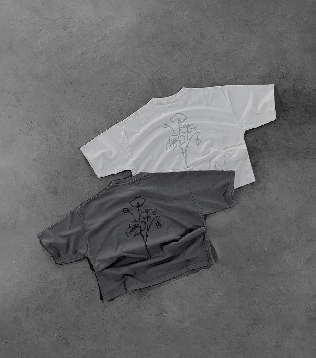 SMOKE GREY FLOWER TEE