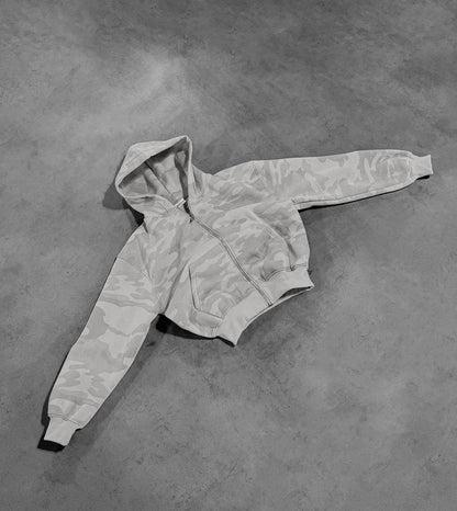 PEARL GREY CAMO ZIP HOODIE