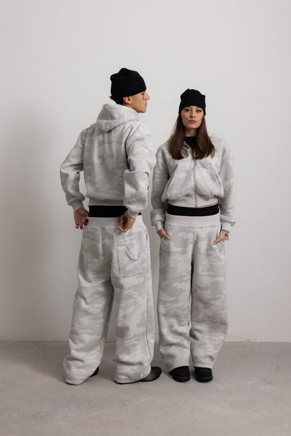 PEARL GREY CAMO ZIP HOODIE