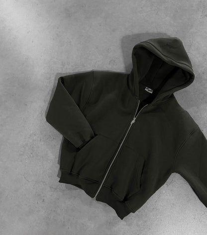 MILITARY GREEN ZIP HOODIE