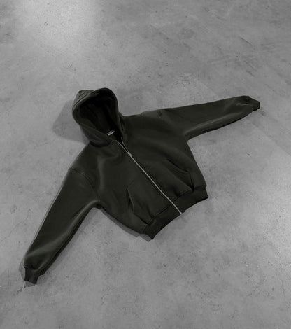 MILITARY GREEN ZIP HOODIE