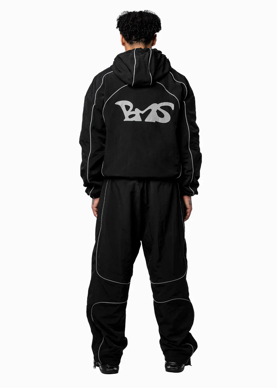 BLACK NYLON TRACKSUIT