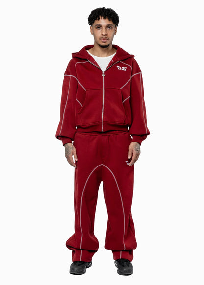 GREY LINE TRACKSUIT RED